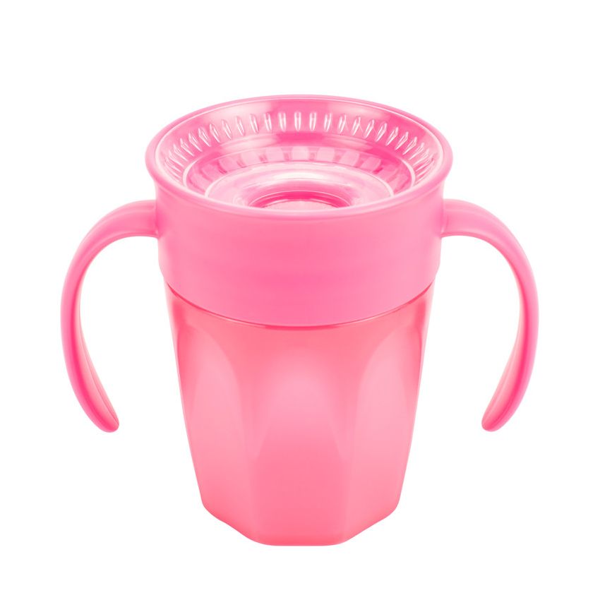 Gobelet 360 Sans Bec Verseur Rose Avec Poignées 200Ml