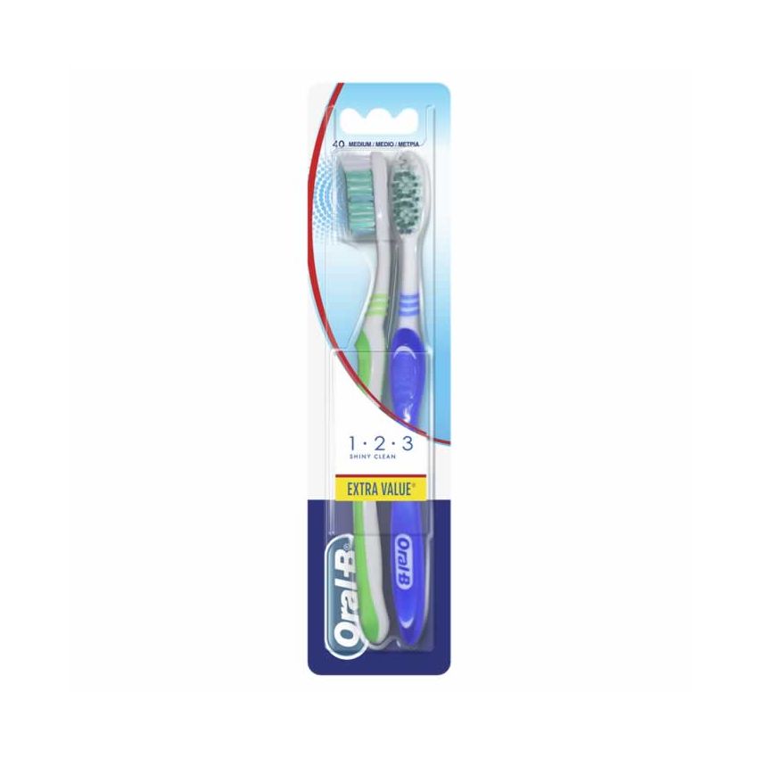 Oral-B Shiny Clean Brosse À Dents Medium 2 Unités