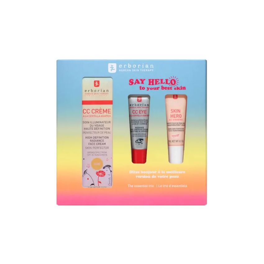 Erborian Cc Crème Illuminatrice Visage Spf25 Doré 15Ml Coffret 3 Pièces