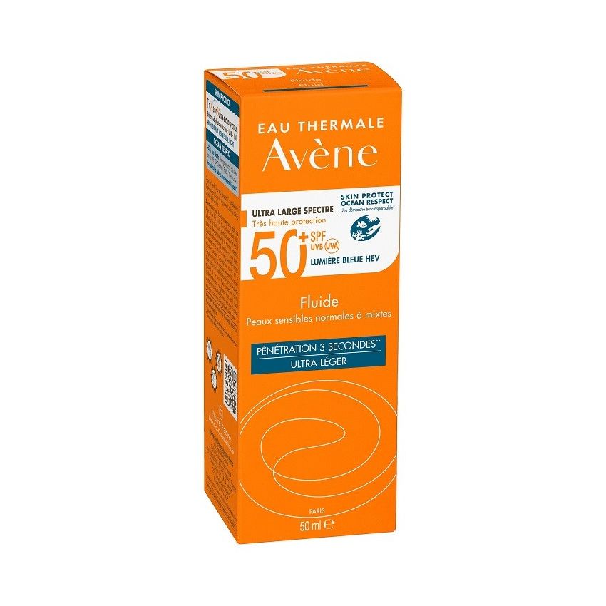 Avène Fluide Solaire Visage Touche Sèche Peaux Normales À Mixtes Spf50+ 50Ml