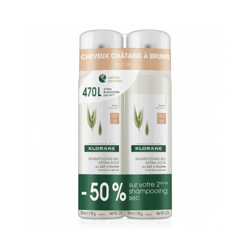 Klorane Shampooing Sec Á L'Avoine Pour Heveux Bruns 2X150Ml