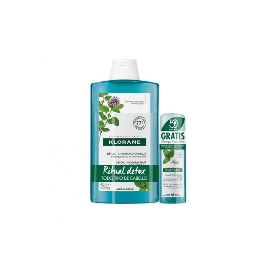Klorane Ritual Detox Mint Shampoo For Normal Hair 400Ml+Mint Dry Shampoo 50Ml