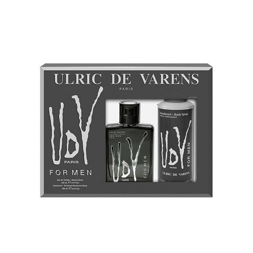 Ulric De Varens Udv Black For Men Eau De Toilette Vaporisateur 100Ml Coffret 2 Produits