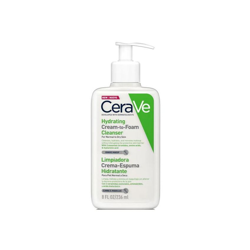 Cerave Hydrating Cream-To-Foam Cleanser For Normal To Dry Skin 236Ml