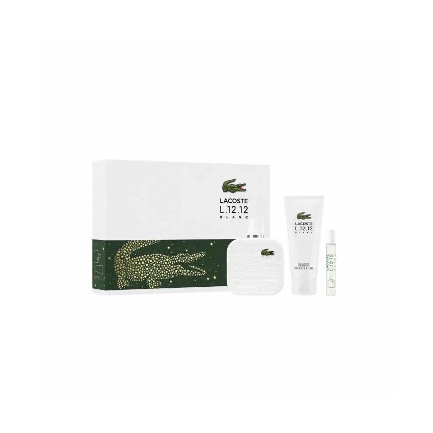 Lacoste L.12.12 Blanc Men Eau De Toilette Vaporisateur 100Ml Coffret 3 Produits