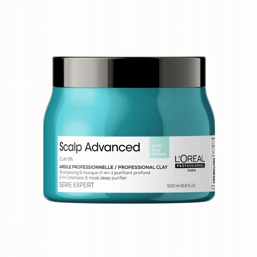 L'Oreal Professionnel Scalp Advanced Anti-Oiliness 2-In1 Shampoo Y Mask Deep Purifer Clay 500Ml