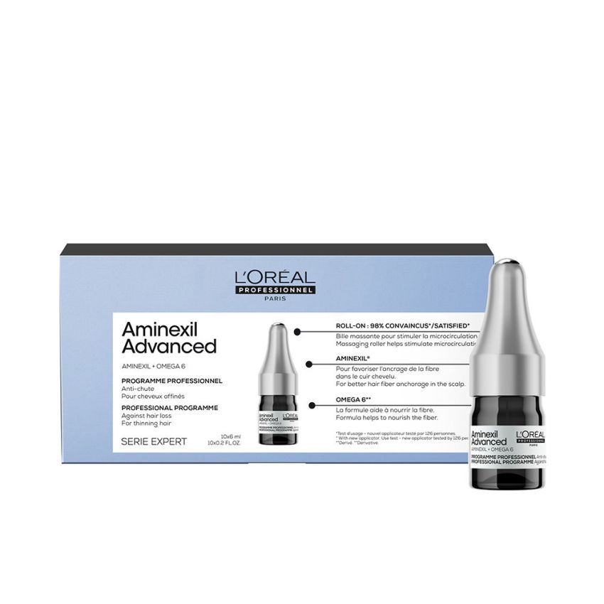 Ampoules Aminexil Advanced Enrichies En Actifs Dermatologiques Capillaires - 10 X 6 Ml