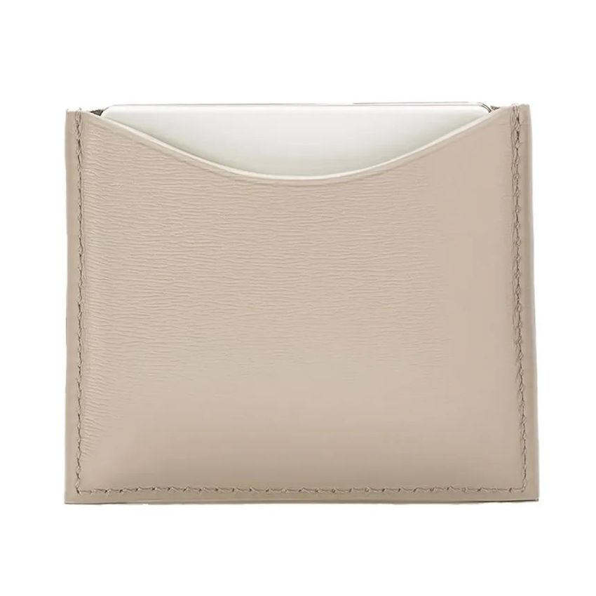 La Bouche Rouge Beige Leather Compact Case