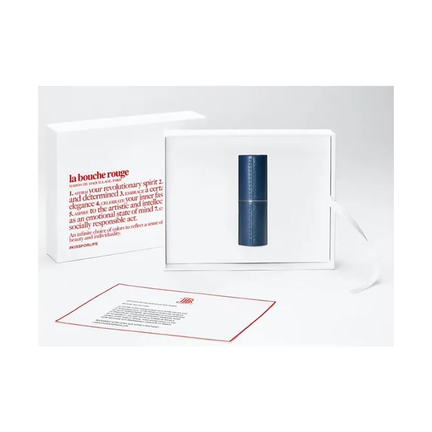 La Bouche Rouge Navy Blue Leather Lipstick Case