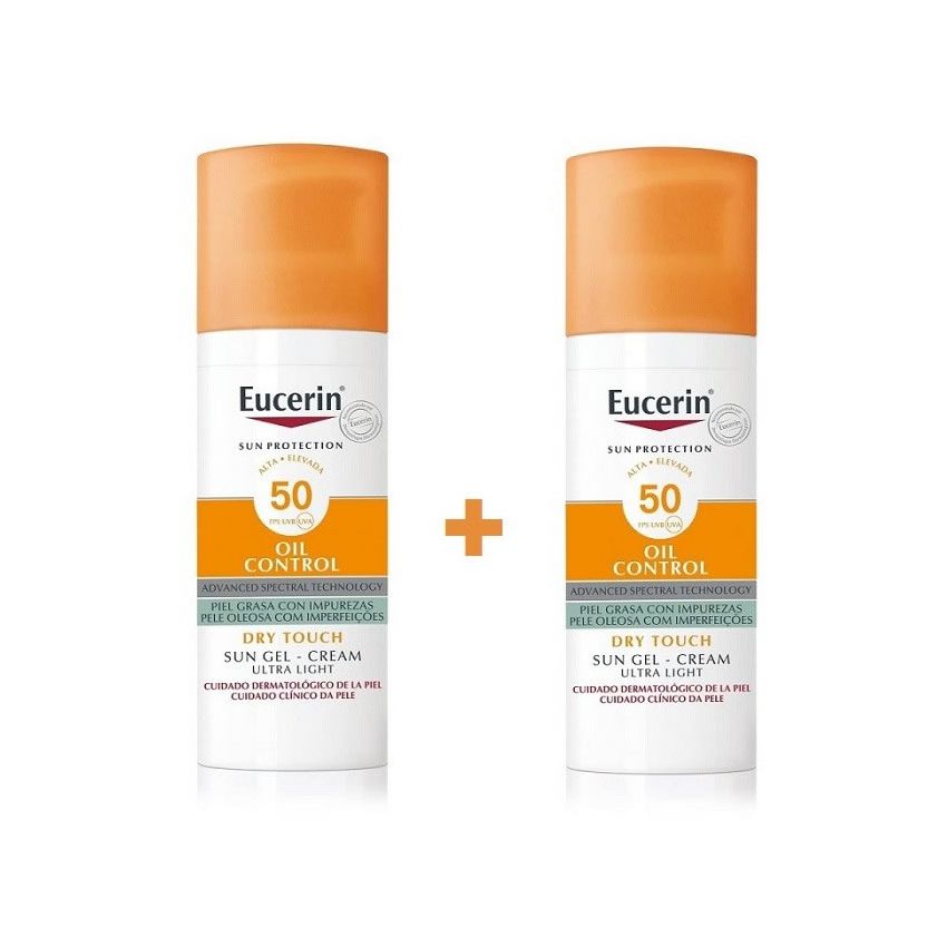 Eucerin Sun Gel Crème Oil Control Toucher Sec Fps50 50Ml Coffret 2 Pièces