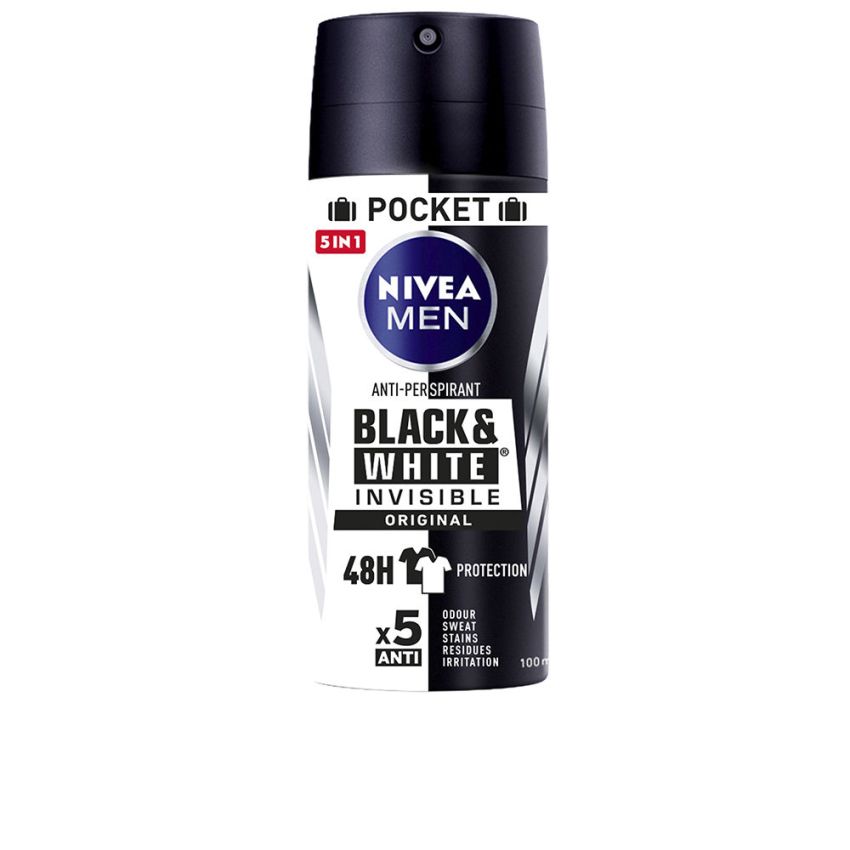 Men  Invisible Black & White Anti-Transpirante Spray - 100 Ml