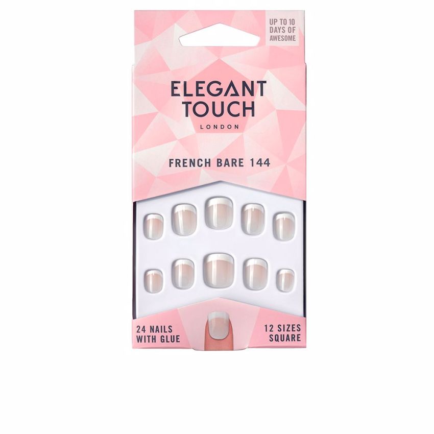 Français 24 Clous Nus Avec Carré De Colle #124-S - French Bare Nails With Glue Square #144-Xs