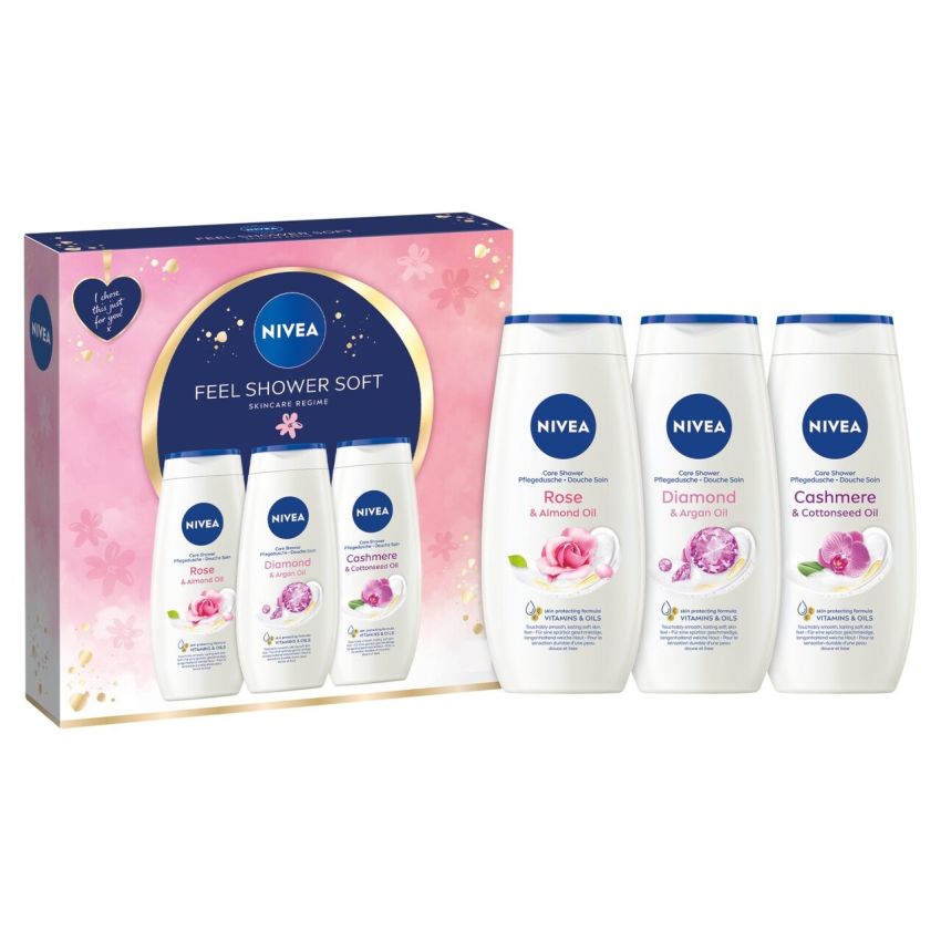 Est Nivea Women 3 Pzasgel 250Ml Rosa-Argan-Algodon