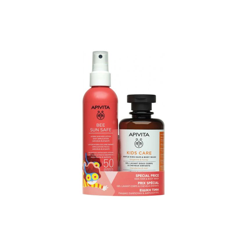 Apivita Bee Sun Safe Children'S Spray Lotion Spf50 200Ml + Apivita Kids Hair & Body Hair & Mandarin Honey  200Ml