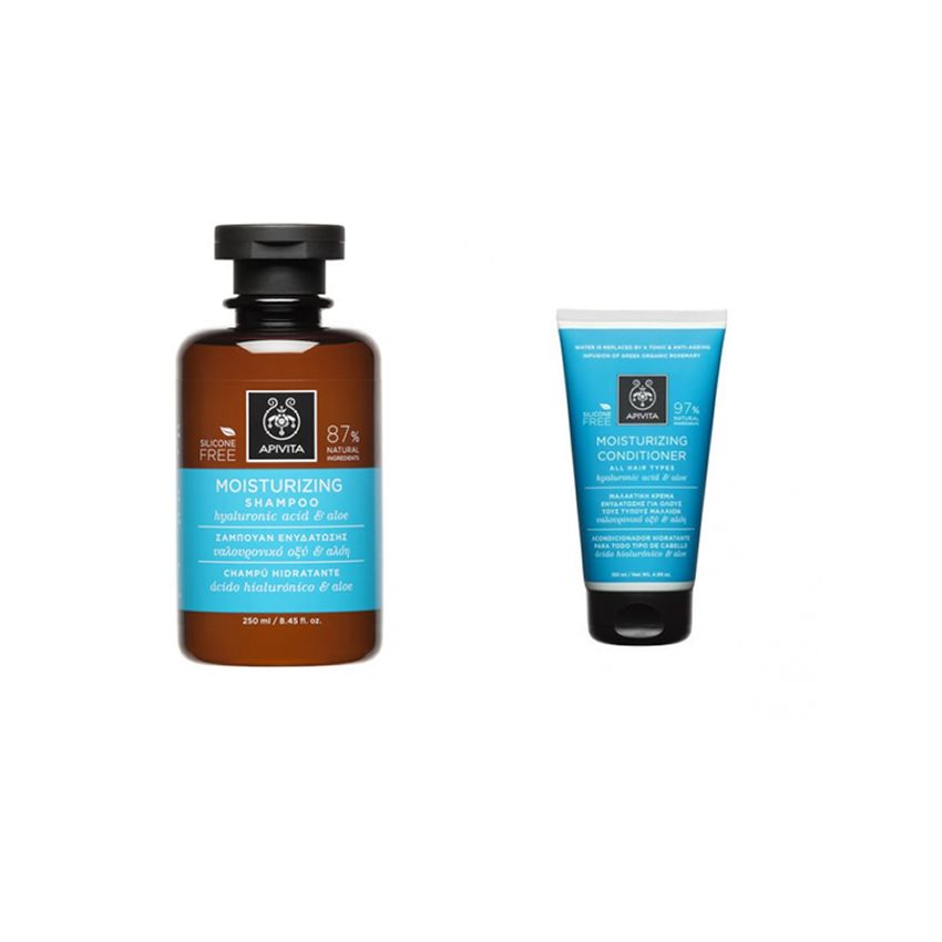 Apivita Moisturising Shampoo 250Ml+Moisturising Conditioner Aloe & Hyaluronic Acid 150Ml Set 2 Pieces