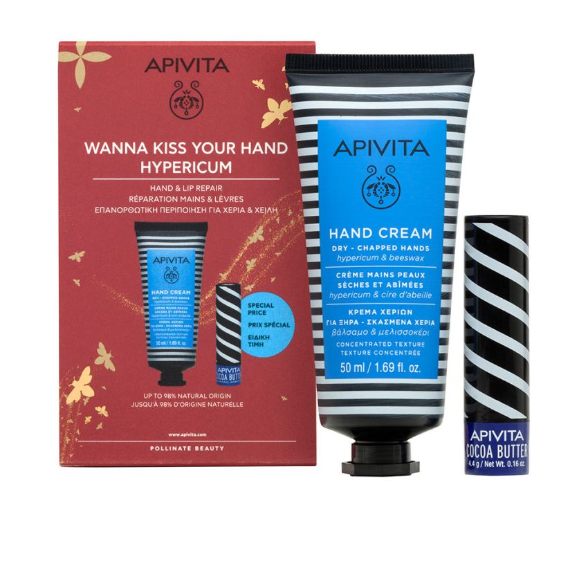 Apivita Hypericum Hand Cream 50Ml+ Lip Balm 4.4G Set 2 Pieces