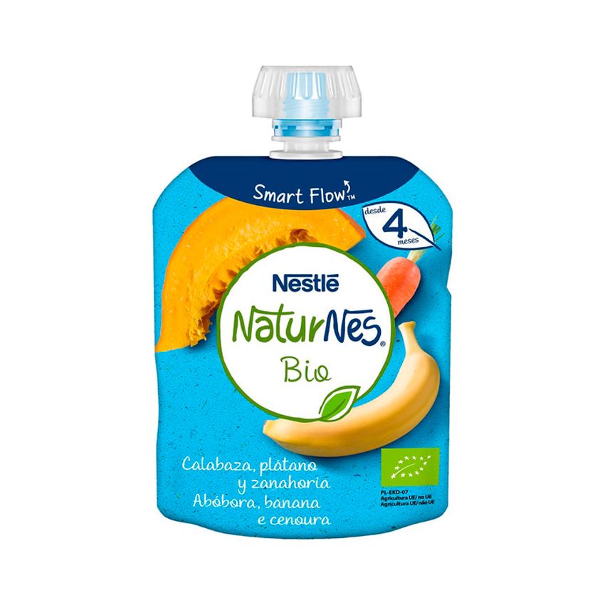 Nestlé Naturnes Bio Sachets Citrouille Banane Carotte 90G