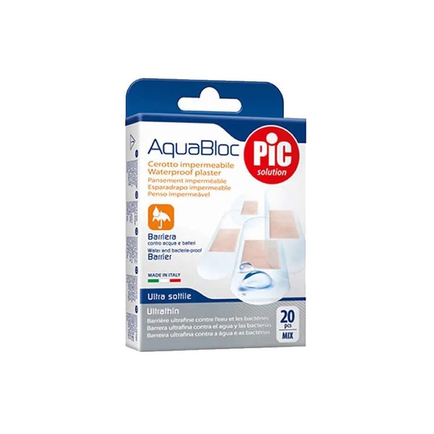 Pic Solution Pic Aquabloc Avec Pansement Adhésif Bactéricide 20 Pcs Assortiment