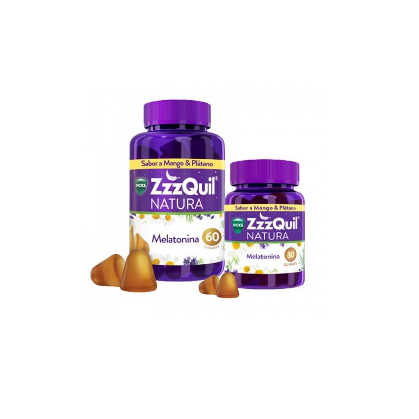 Zzzquil Natura Mélatonine Mangue & Banane 60+30 Unités