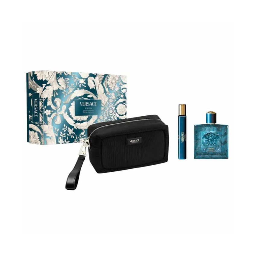 Versace Eros Pour Homme Eau De Toilette Vaporisateur 100Ml Coffret 3 Produits