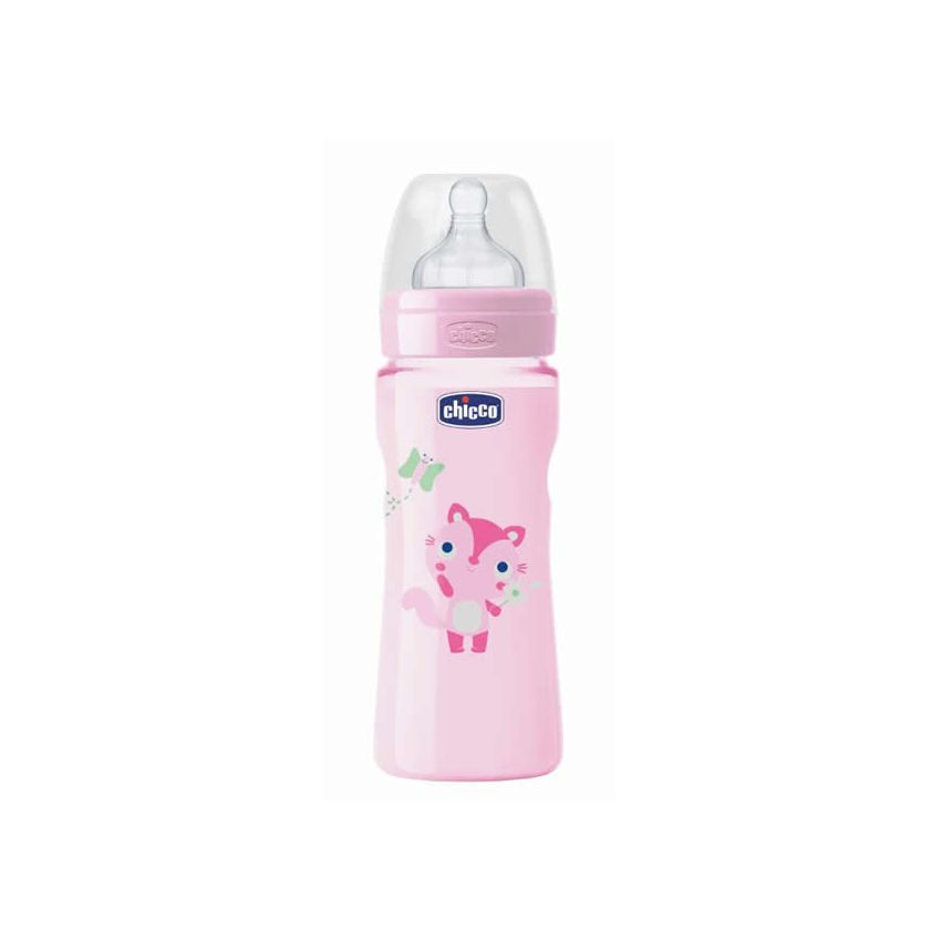 Chicco Well-Being Caoutchouc Biberon Fast Flux Rose 4M+ 330Ml