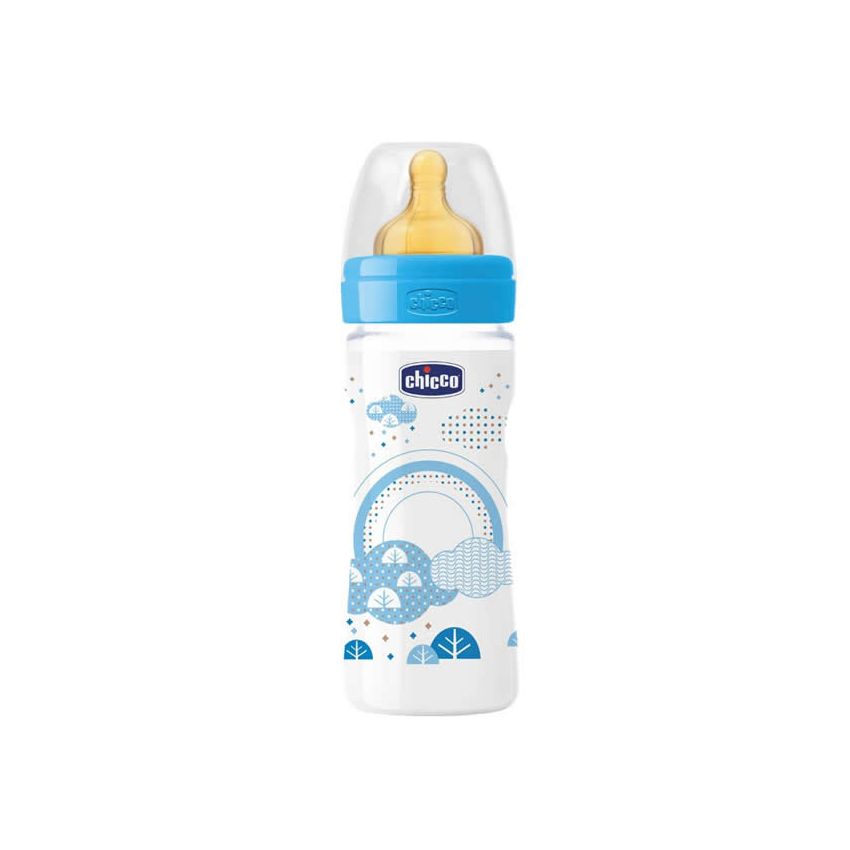 Chicco Well-Being Bottle Latex Medium Flow Blue 2M+ 250Ml