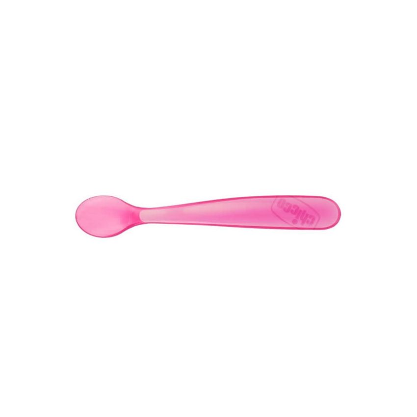 Chicco Duplo Soft Pink Silicone Spoon 6M+ 2 Unités