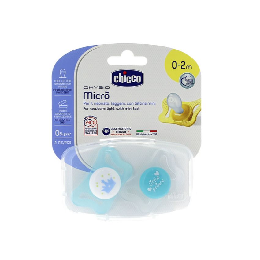 Chicco Sucette Physio Micro Silicone 0-2M 2 Unités