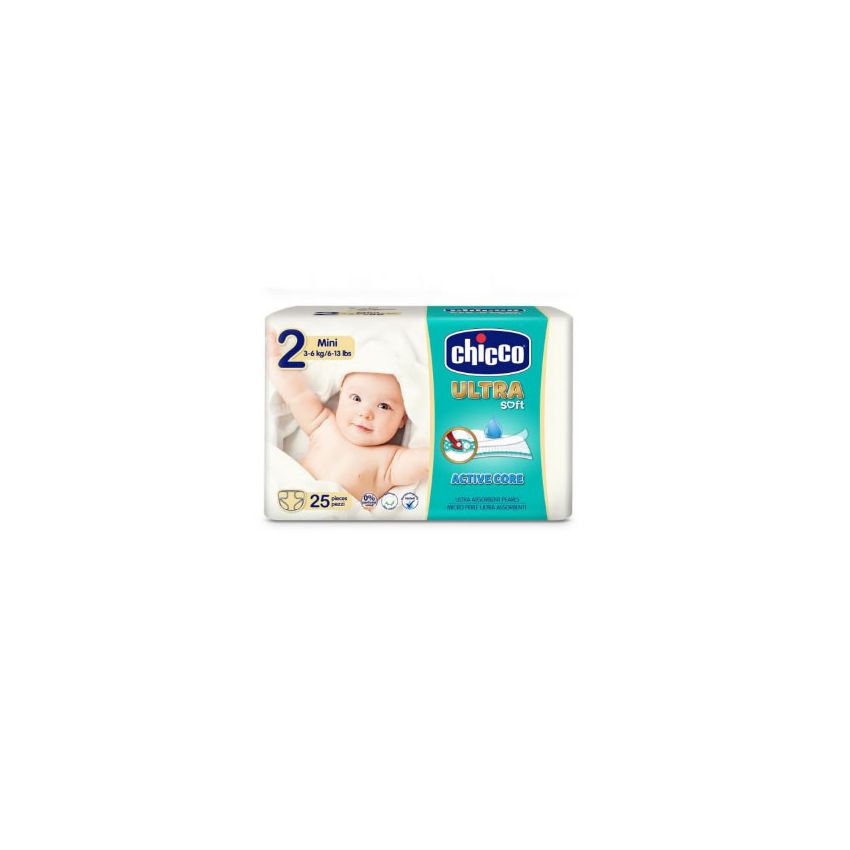 Chicco Ultra Soft Newborn Diapers 3-6Kg 25 Units