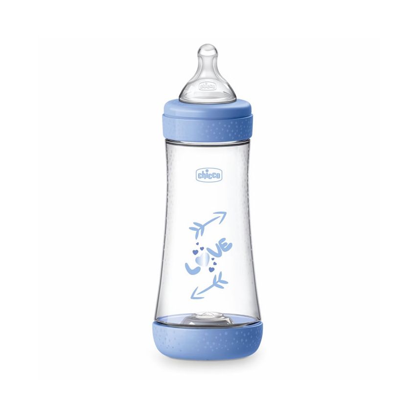 Chicco Perfect Silicone Feeding Bottle 300Ml Blue 4M+