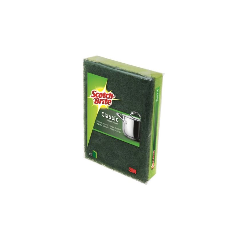 Scotch-Brite Classic Green Fiber Scourer With Sponge 1 Unit