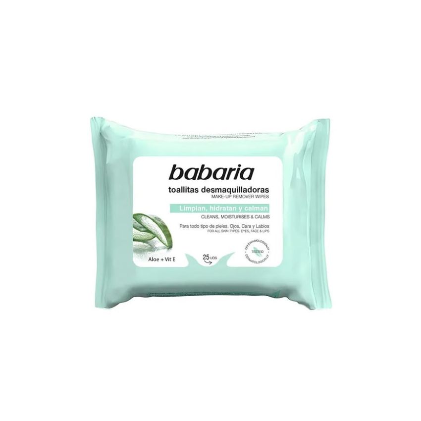 Babaria Aloe Vera Lingettes Démaquillantes Fraîcheur 25 Unités