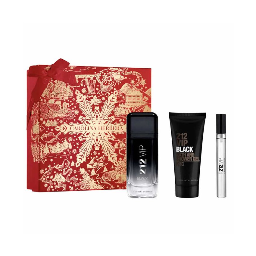 Carolina Herrera 212 Vip Black Men Eau De Parfum Vaporisateur 100Ml Coffret 3 Produits