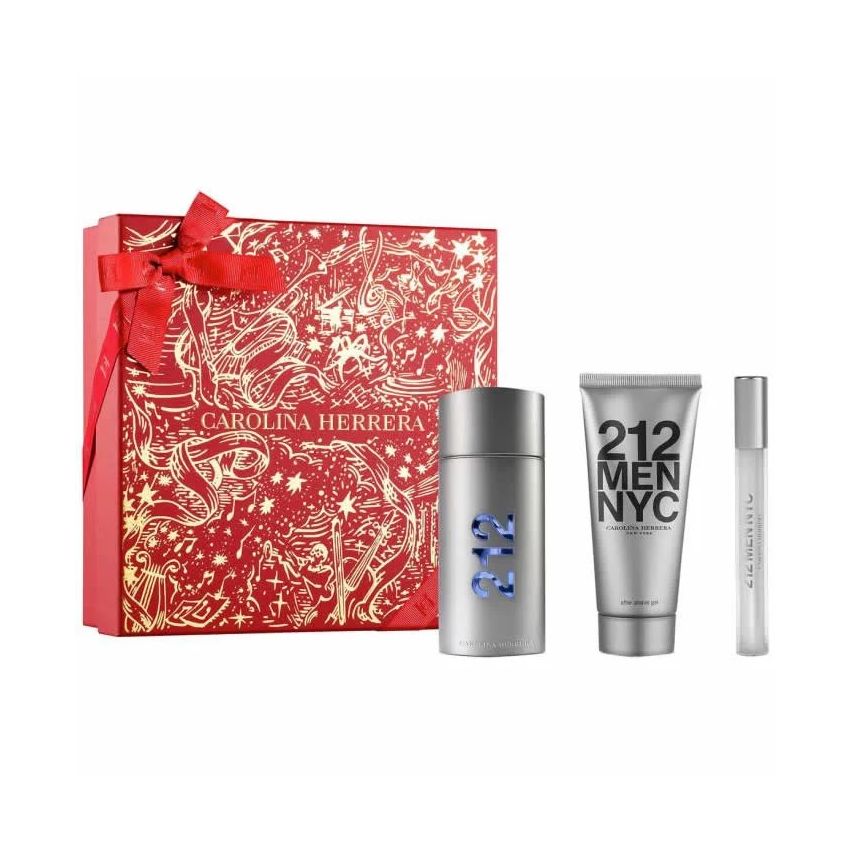 Carolina Herrera 212 Men Eau De Toilette Spray 100Ml Coffret 3 Produits