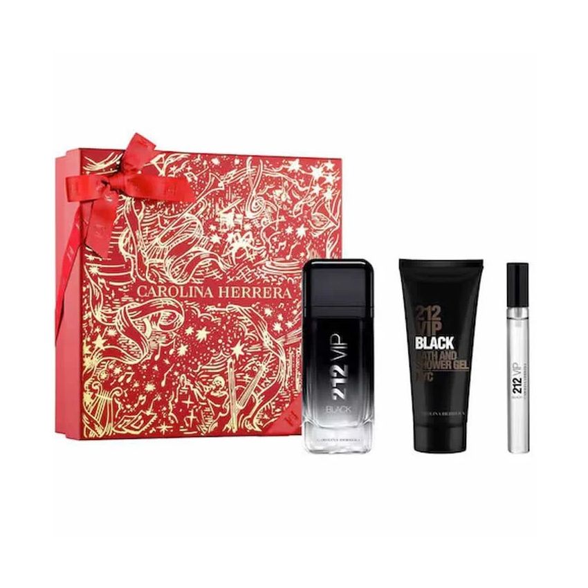 Carolina Herrera 212 Vip Black Men Eau De Perfume Spray 100Ml Coffret 3 Produits