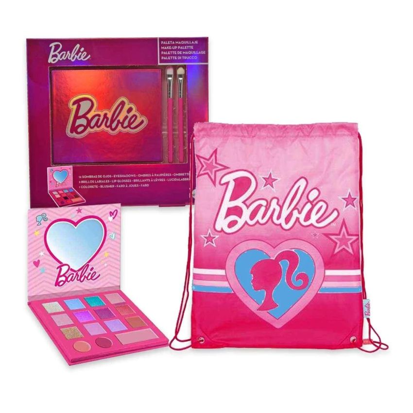 Cartoon Barbie Niños Set Sombra De Ojos Y Brillo De Labios 1Un