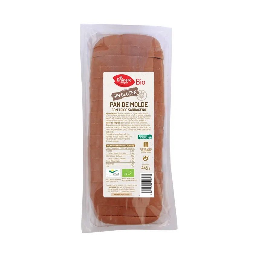 Granero Pan De Molde Con Trigo Sarraceno S-Gluten Bio 445G