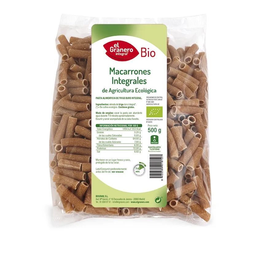 Granero Macarrones Integral Bio 500G