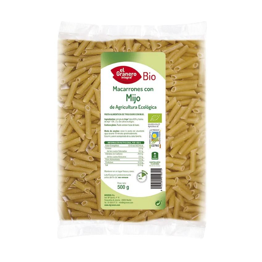 Granero Macarrones Con Mijo Bio 500G