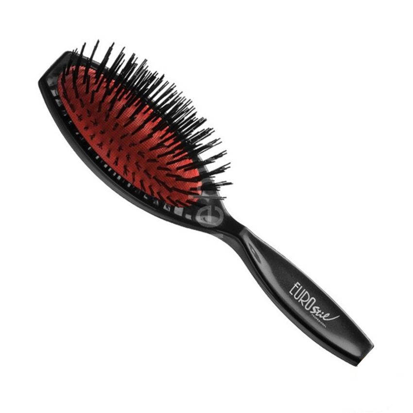 Eurostil Goma Fuelle Cepillo De Pelo Nylon Mediano Negro Negro 1Un