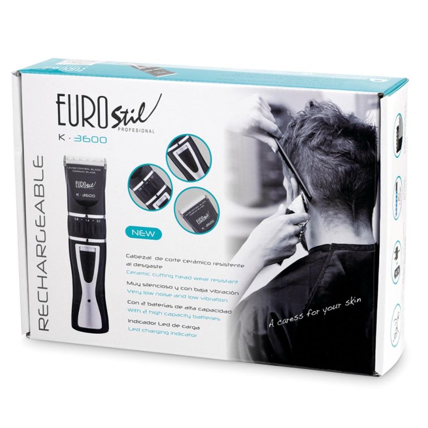 Eurostil Electrica K3600 Ceramico Recargable Maquina Cortapelo Cabello Negro Negro 5W 1Un