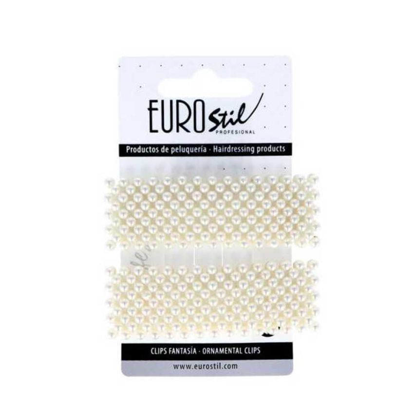 Eurostil Fantasia Doradas Clips Rectangulares Con Perlas Pack 1Un