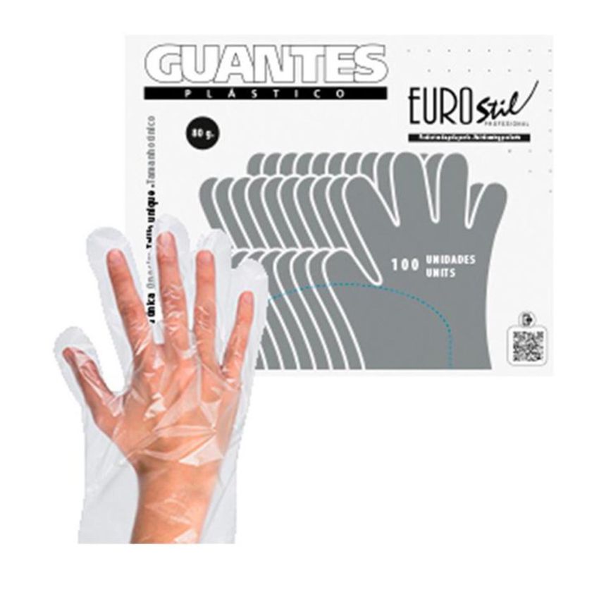 Eurostil Plastico Guantes Desechables Caja 100Un