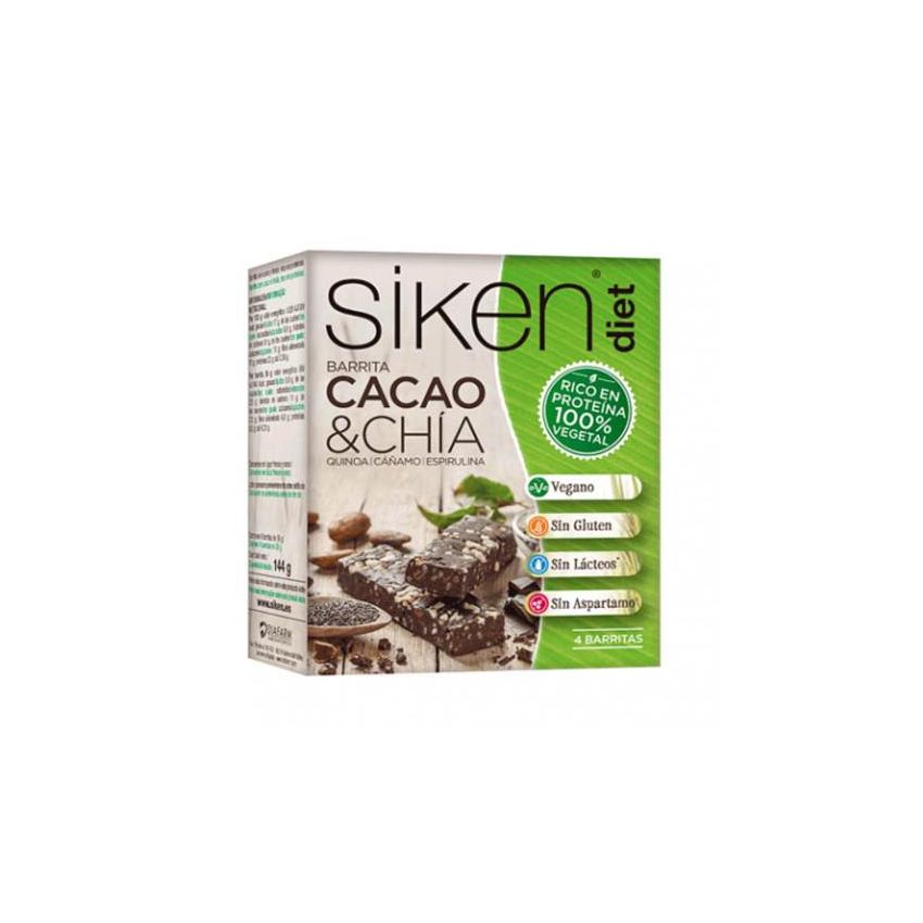 Siken Diet Protéines Végétales Au Cacao Et Au Chia 4 Unités De 36G