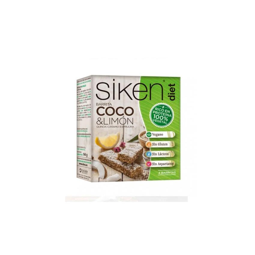 Siken Diet Protéines Végétales Noix De Coco Et Citron 4 Unités De 36G