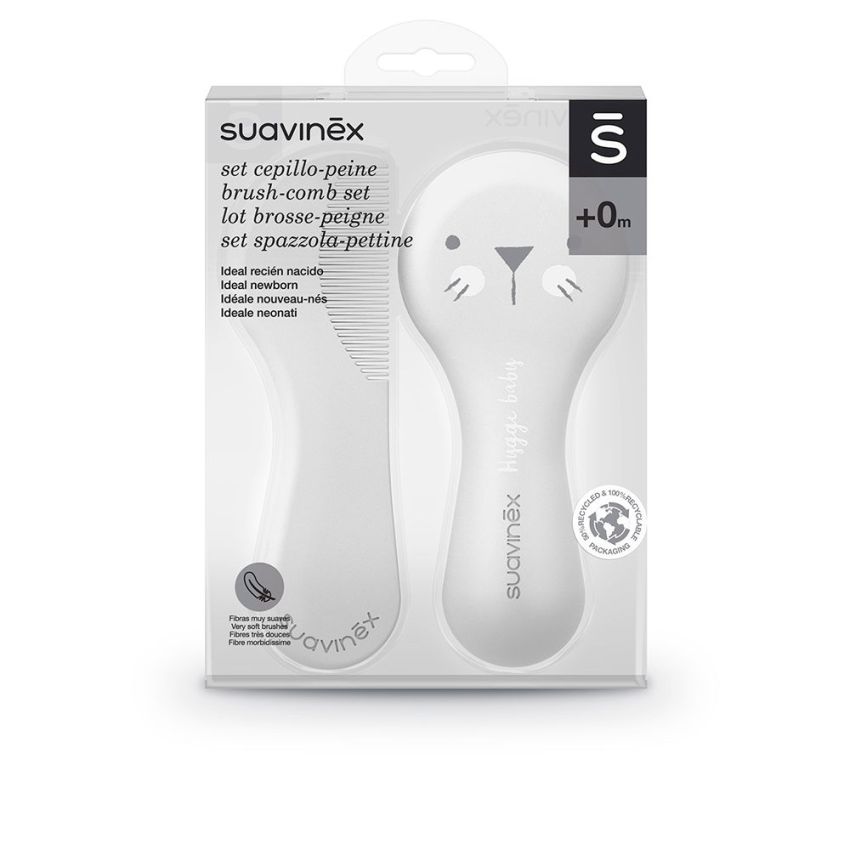 Suavinex Set Cepillo-Peine 0M Blanco