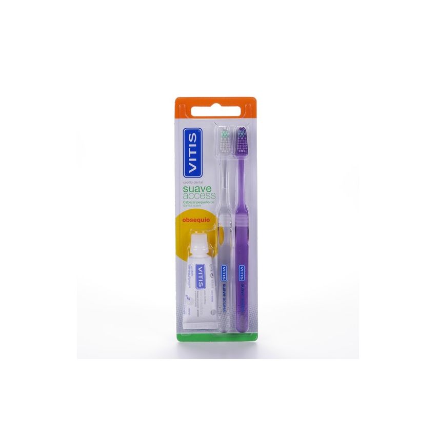 Vitis Double Set Den Access Brosse À Dents Souple Dentifrice