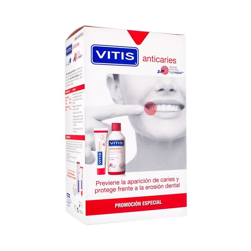 Vitis Anti-Cavité Dentifrice 100Ml + Bain De Bouche Anti-Cavité 500Ml