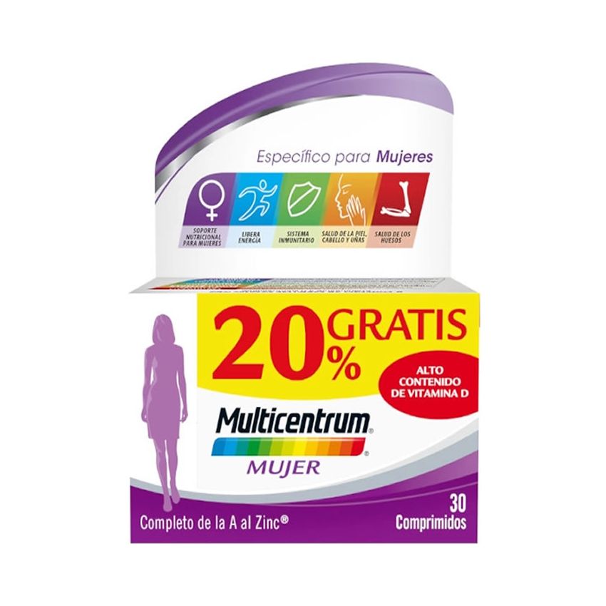 Multicentrum Pour Les Femmes 30 Comprimés +20% Gratuit