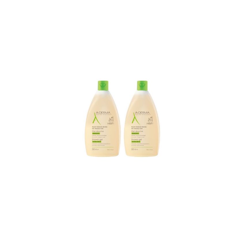 A-Derma Gel Douche Peaux Sèches Et Sensibles 2X500Ml